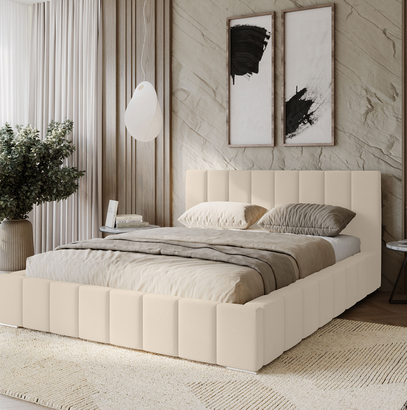 Łóżko MENOS Łóżko tapicerowane MENOS z pojemnikiem - obrazek 1